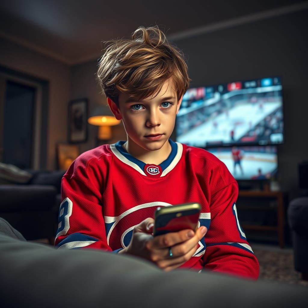 Montreal Canadiens Fan Intensely Texts During Hockey Game