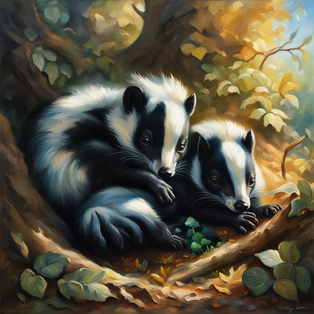 Sunlit Forest Scene in Oil Painting Style