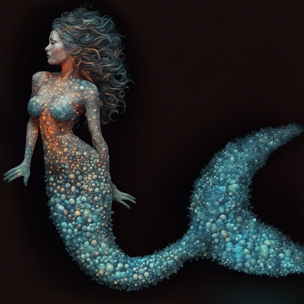 Fractal Fish Mermaid in Deep Sea