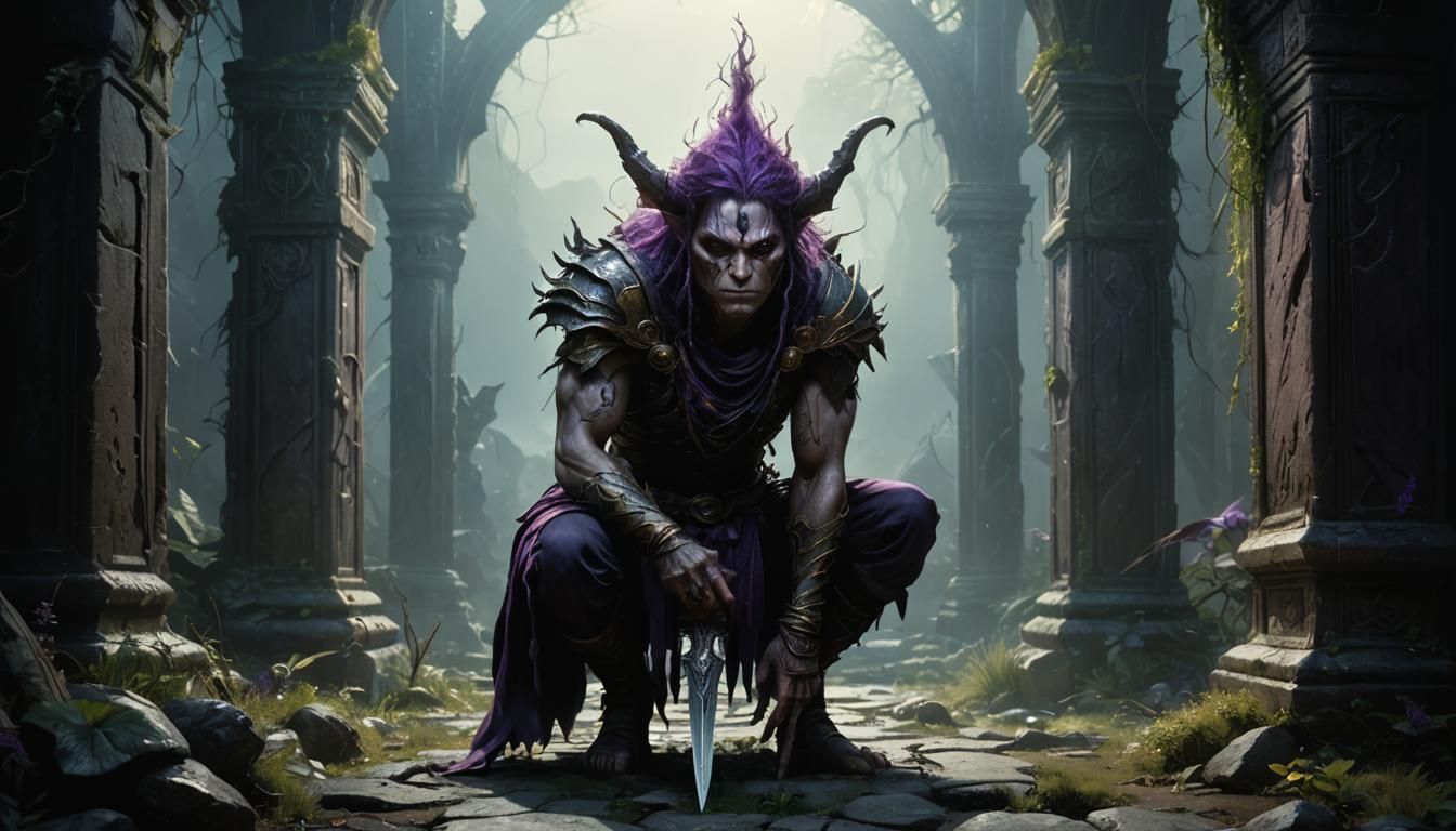 Epic Dark Fae Warrior in a Fiery Showdown