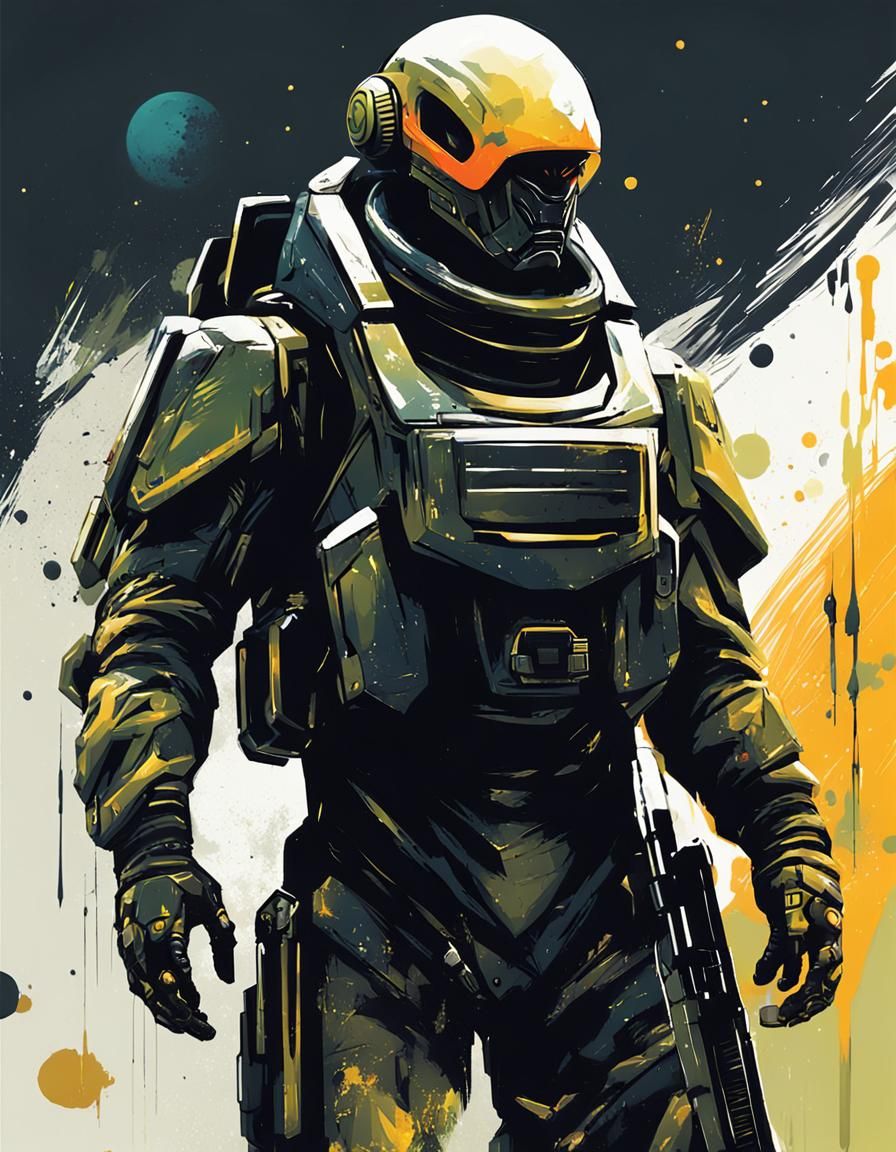 Alien Soldier Concept Art in Abstract Style