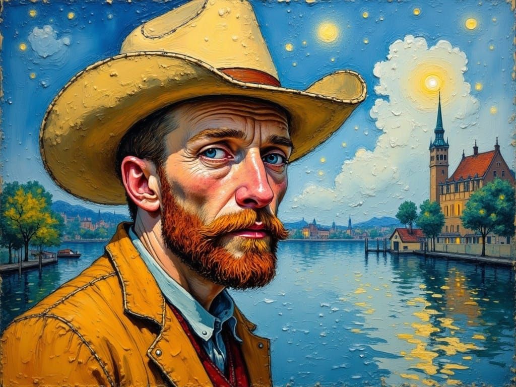 Van Gogh <lora:Organic impasto:0.6> impasto gouache oil on c...