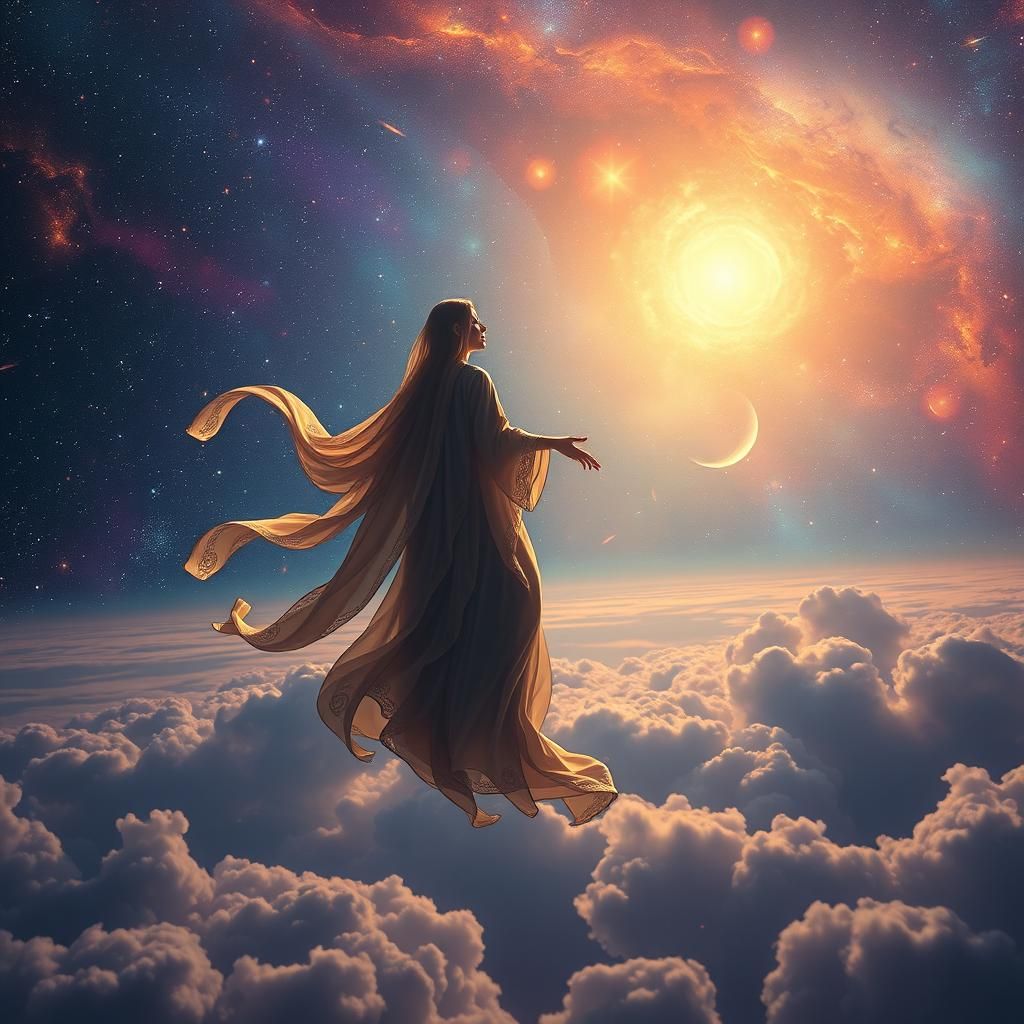 Celestial Being Contemplating the Universe in Matte Painting