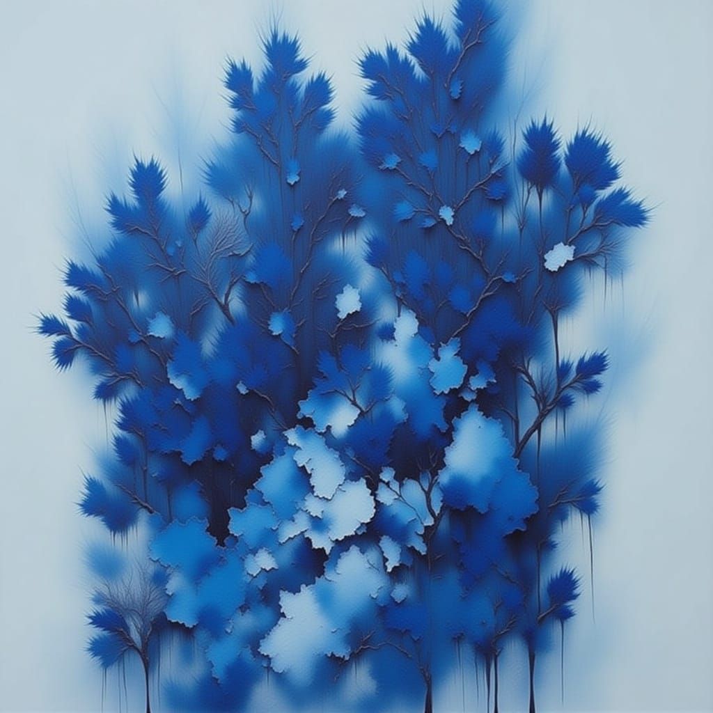 Abstract Blue Composition in Dark Monochromatic Style