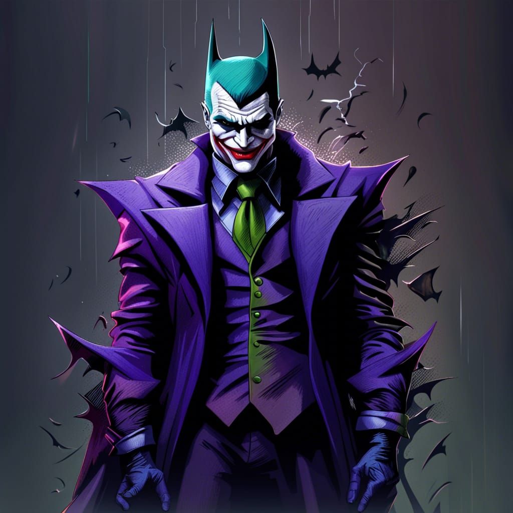 Joker Batman Mix in Detailed Matte Painting Style