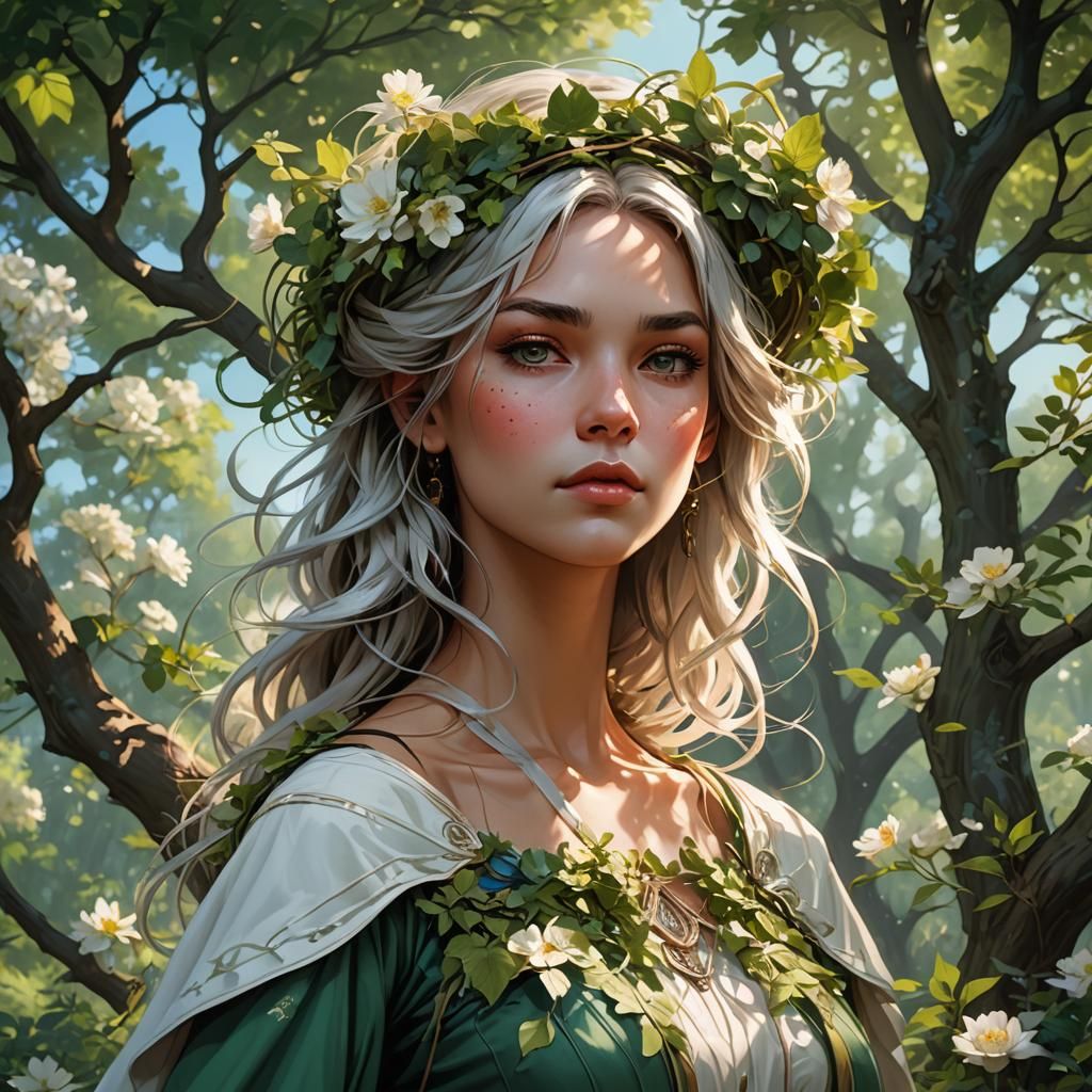 Sunny Meadow Portrait in Hyperdetailed Splash Art Style