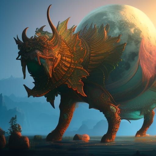 Fantastical Moon Lotus Concept Art in Deep Color