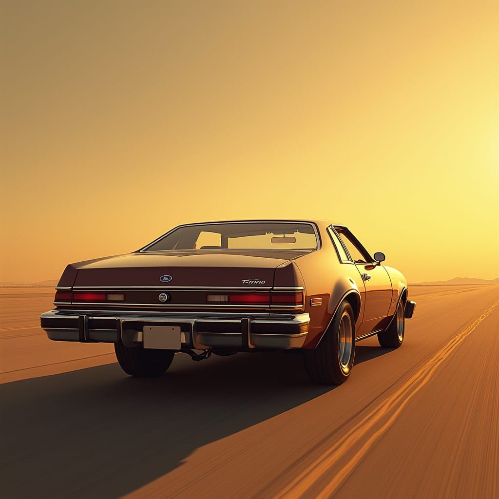 Classic American Muscle Car in Warm Golden Light
