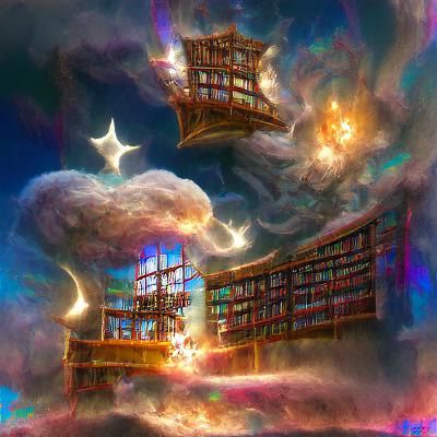 Pirate Ship Explosion Above Enchanted Library