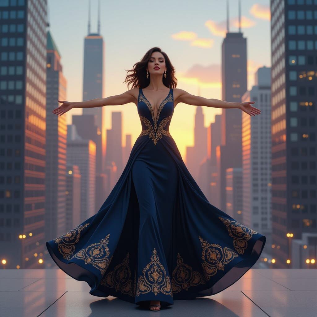 Chicago Spirit in Neon Futuristic Cityscape