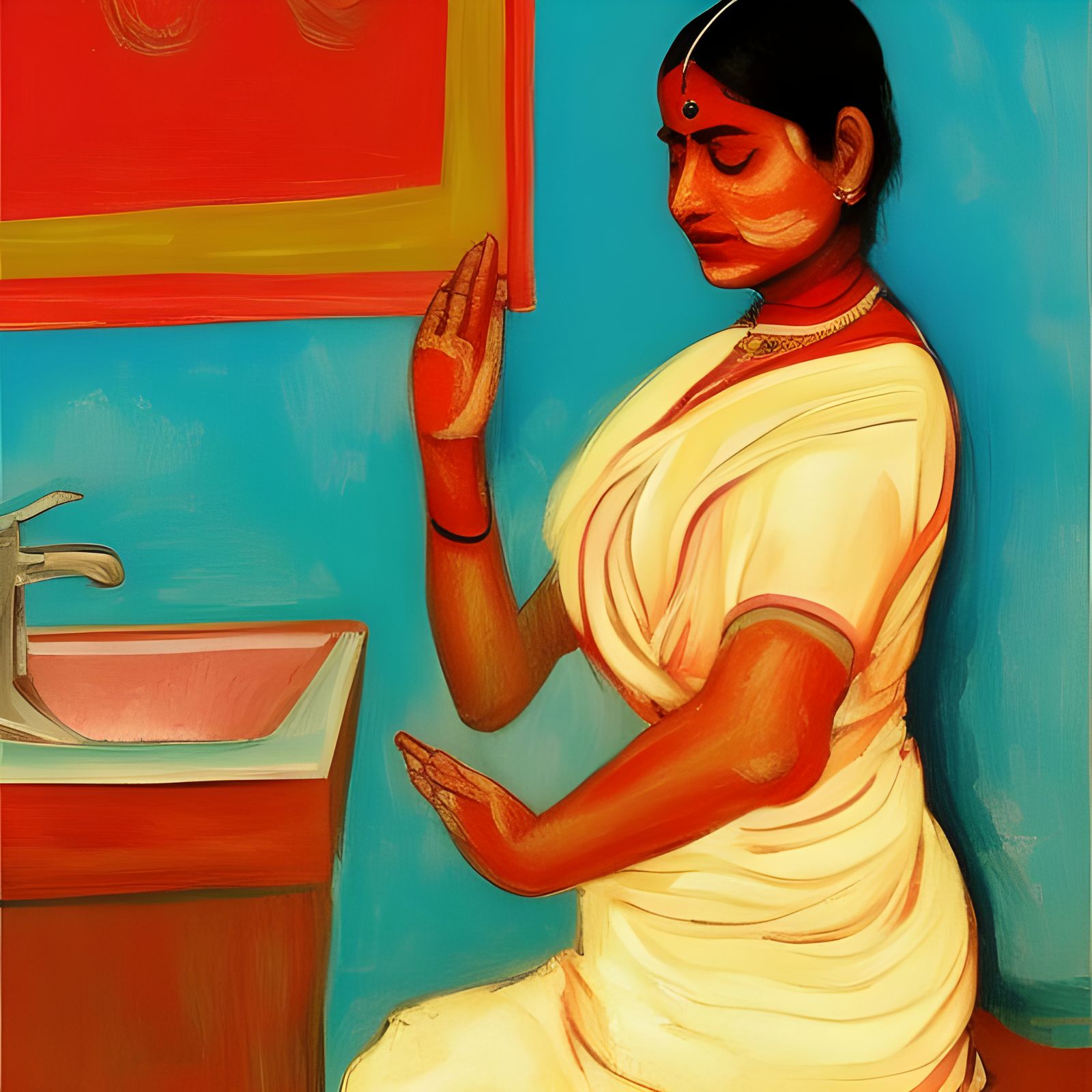 Menstruation Stigma: Expressionist Oil Painting