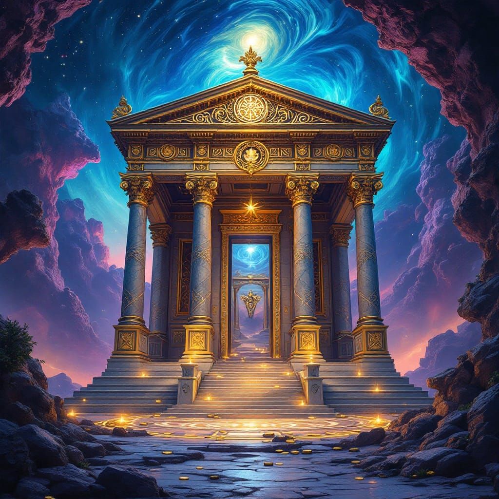 Ornate Temple of Hermes with Celtic Coins