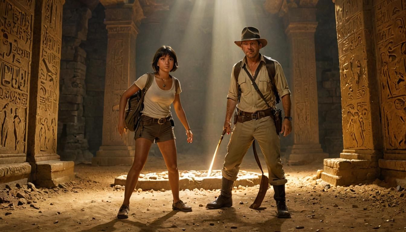 Dora the explorer and Indiana Jones, inside the well of souls.