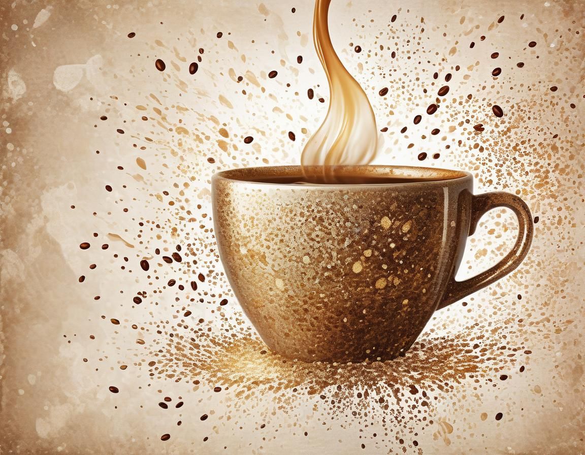 Ethereal Figure's Magical Coffee Break: Surreal Action Paint...