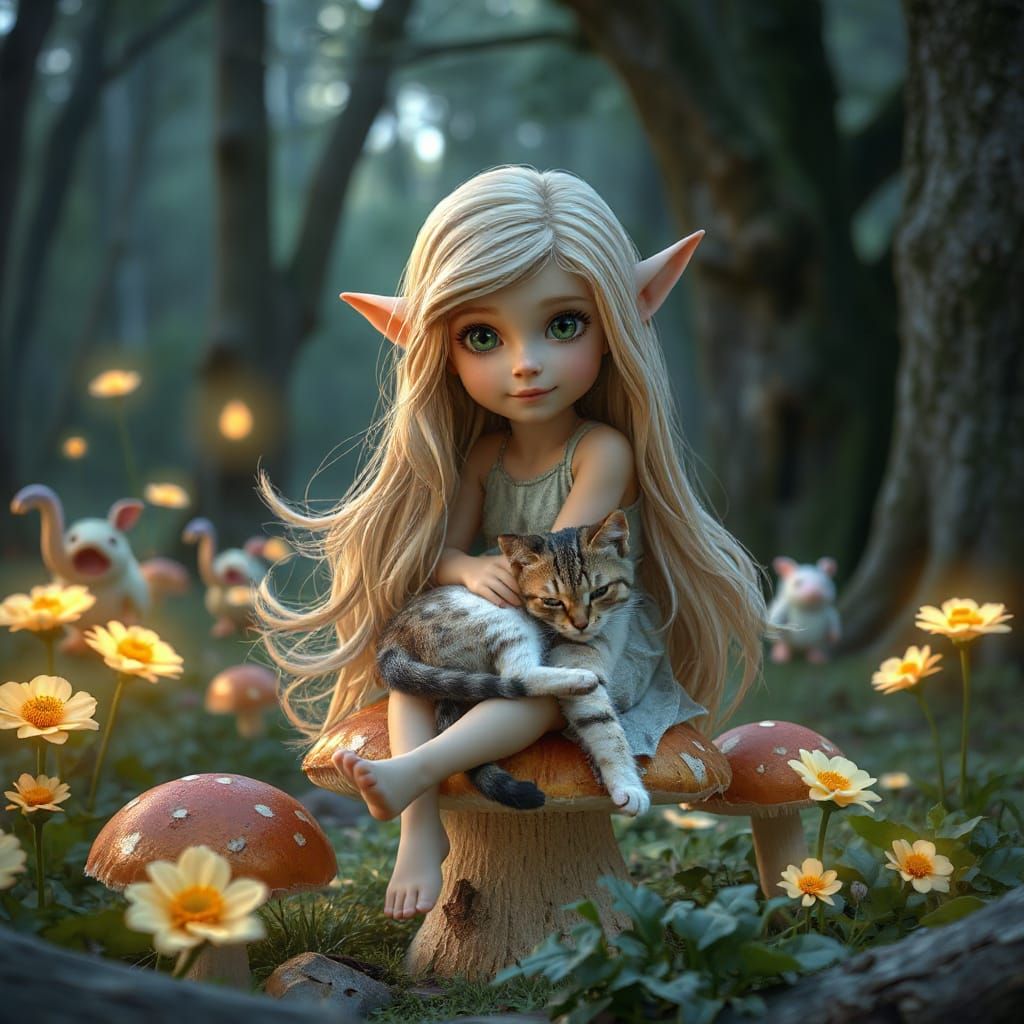 Enchanted Forest Goddess in Whimsical Hyperrealism