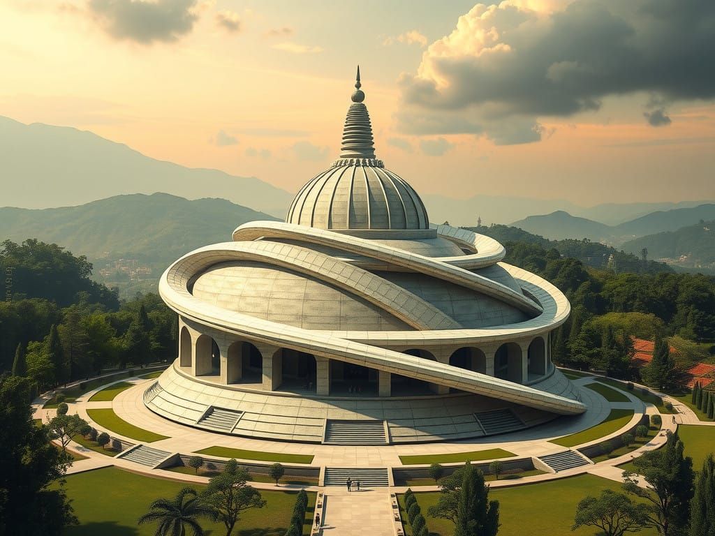 Mobius Strip-Inspired Buddhist Temple Design