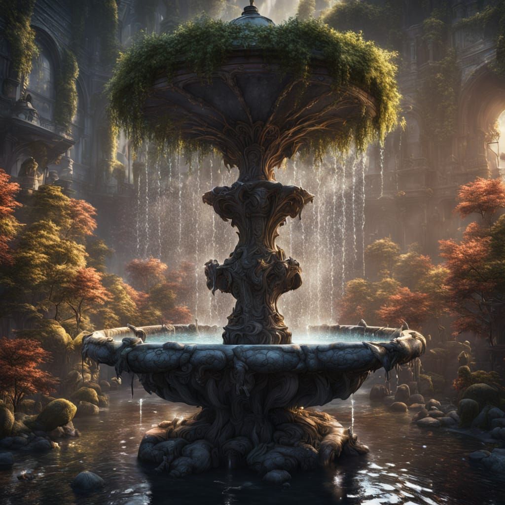 Fantastical Detailed Fountain Concept Art