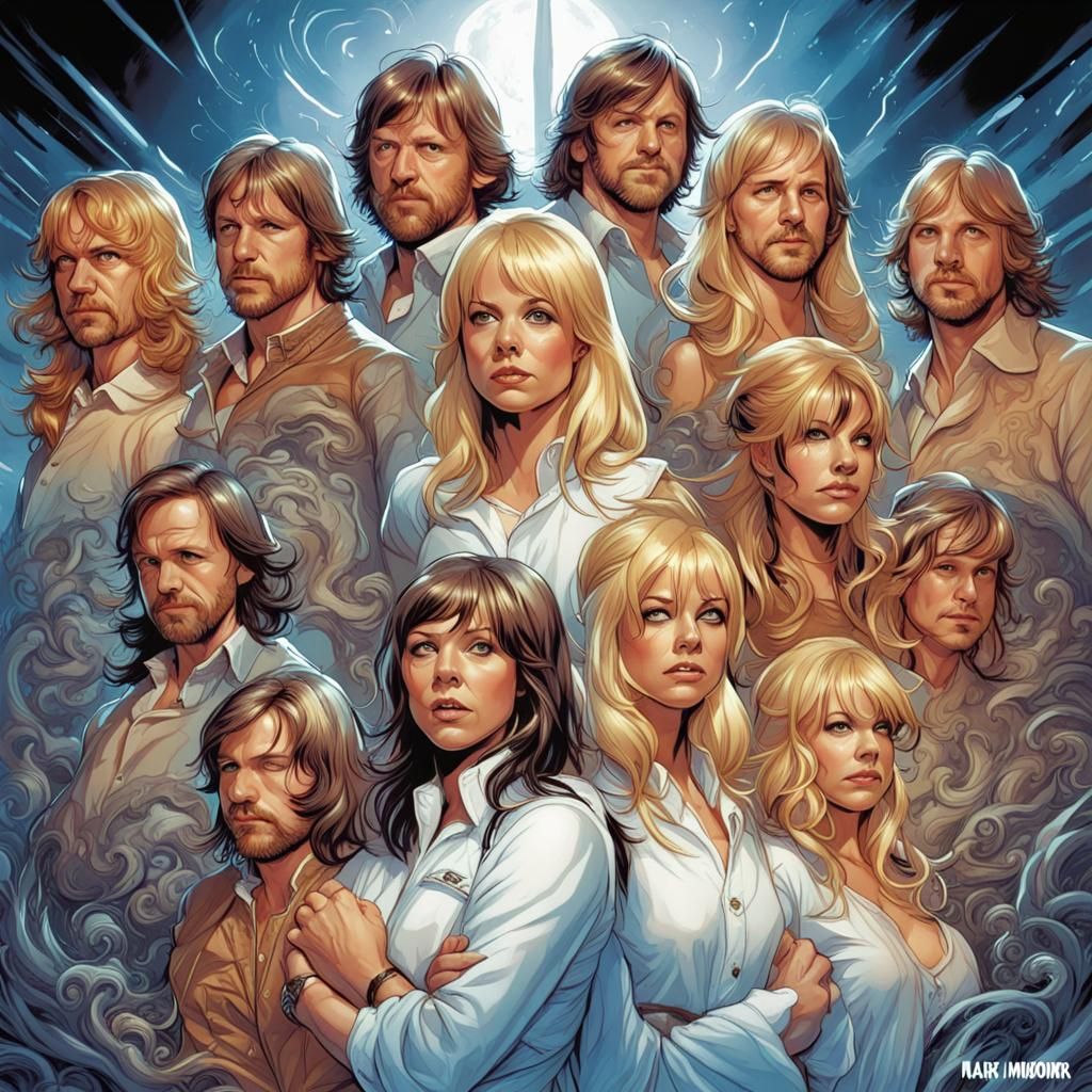 ABBA in Comic Book Art Style