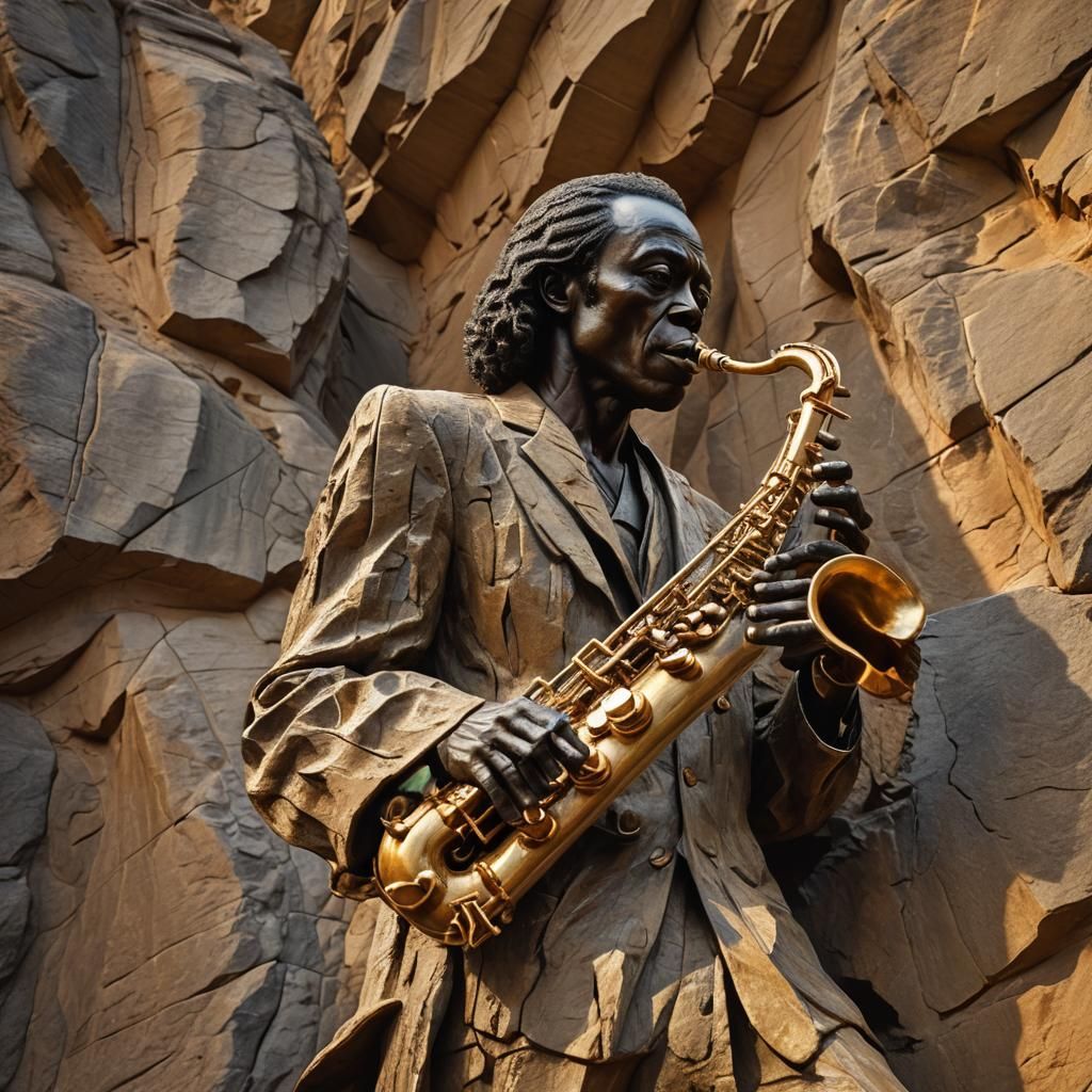 Miles Davis Stone Sculpture Carved into Mountain