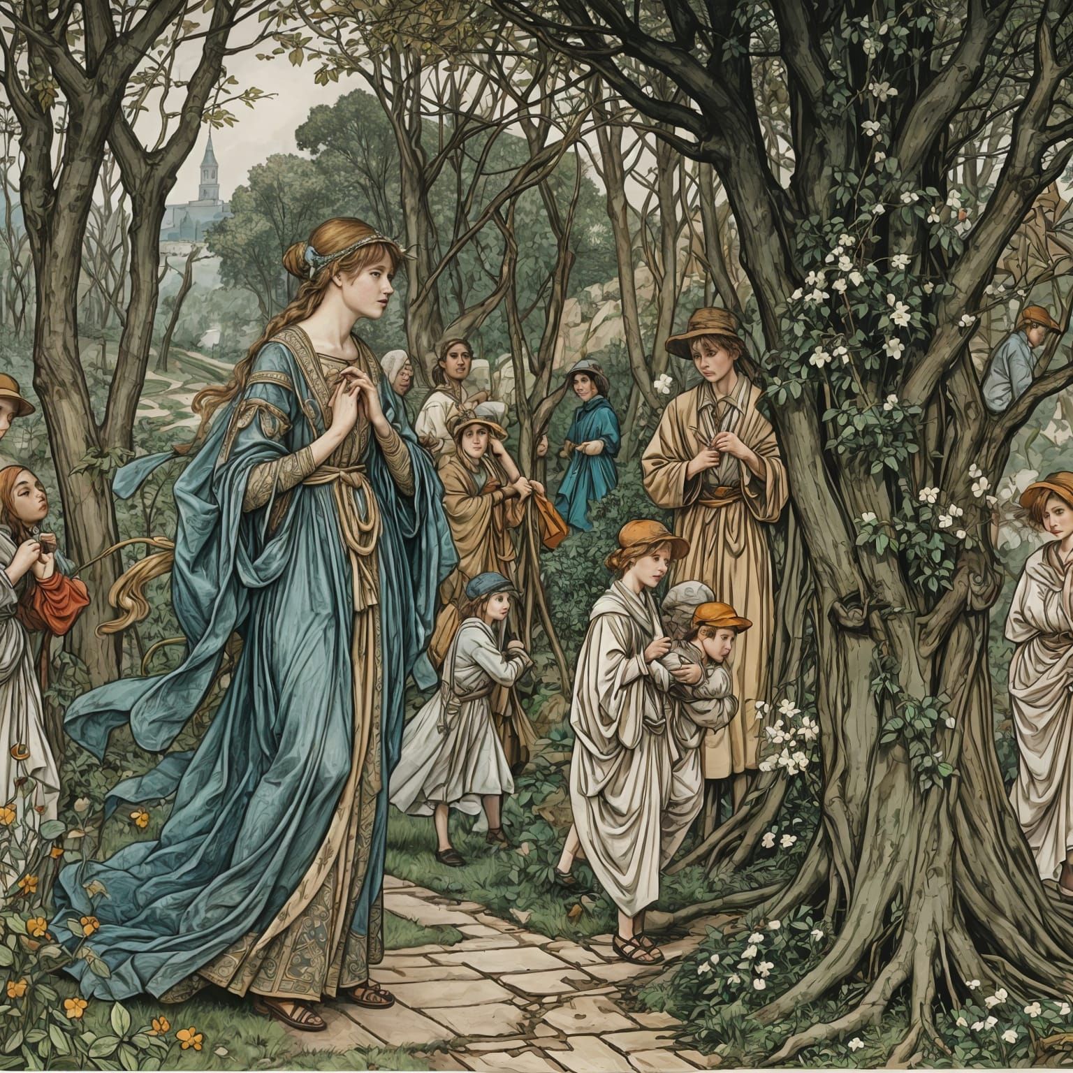 Detailed Scene in Art Nouveau Style