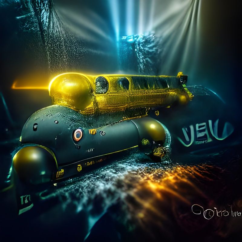 Steampunk Submarine with Gold Octopus, 3D Render