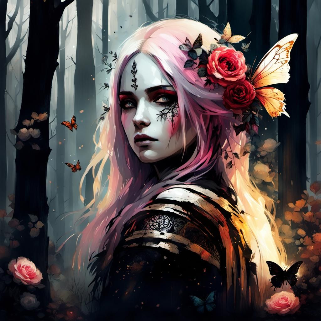 Gothic Fae Princess in Magical Forest