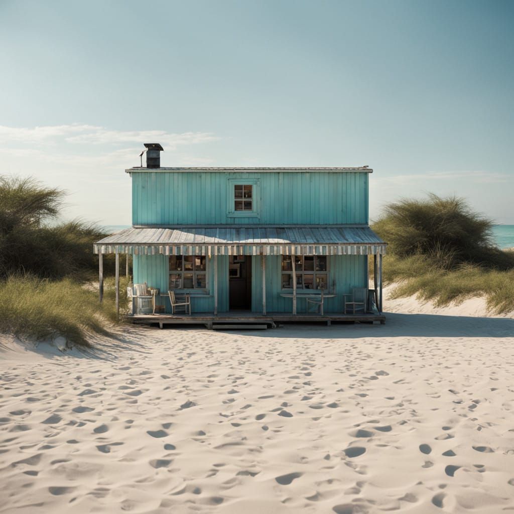 Cozy Beachside Ice Cream Parlor in Earthy Cinematic Style