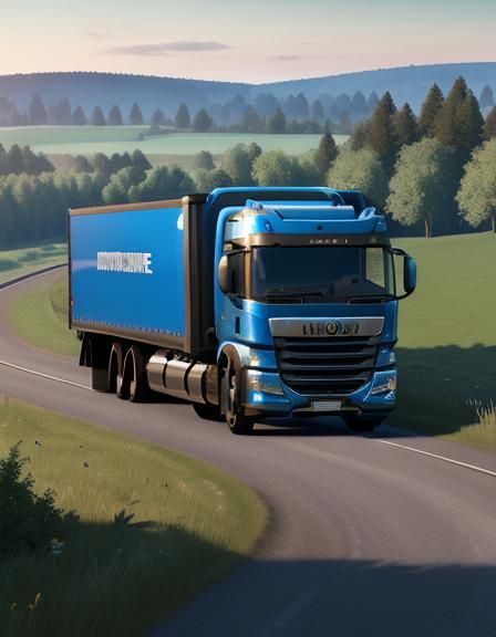 Rustic Countryside Scene with a Shiny Modern Truck