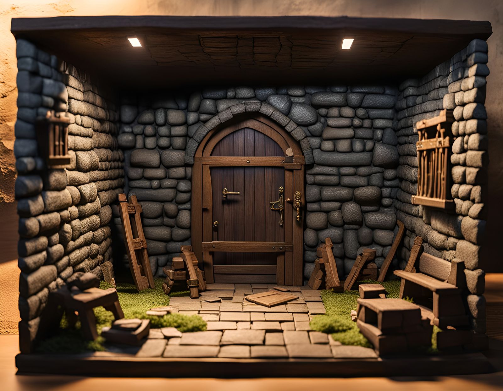 Realistic Diorama of a Dungeon Chamber