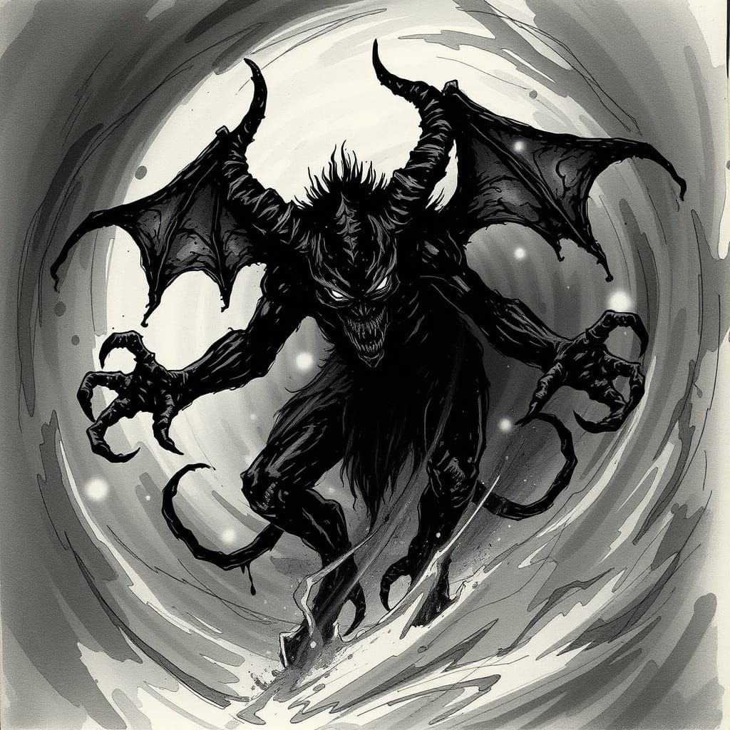 Ethereal Ink Demon Unveiled from Dark Vortex