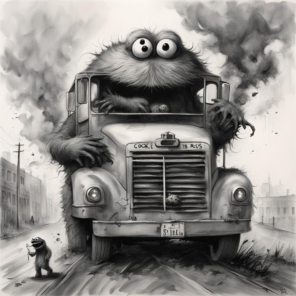 Cookie Monster's Gammell-esque School Bus Feast