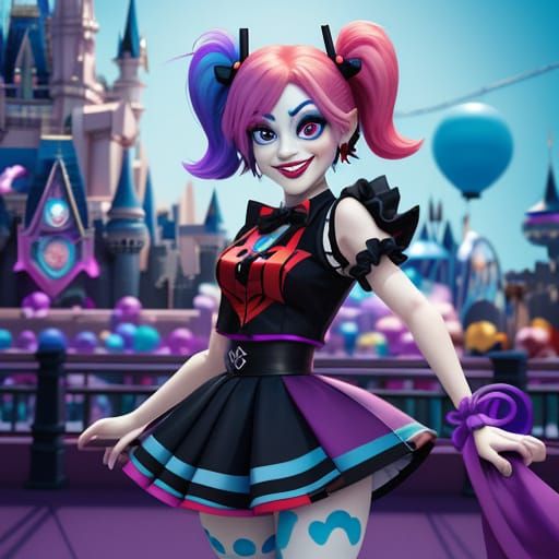 Harley Quinn and Joker's Disney Date in Disney Style