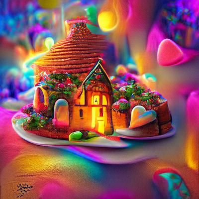 Festive Gingerbread House in Pop Art Style