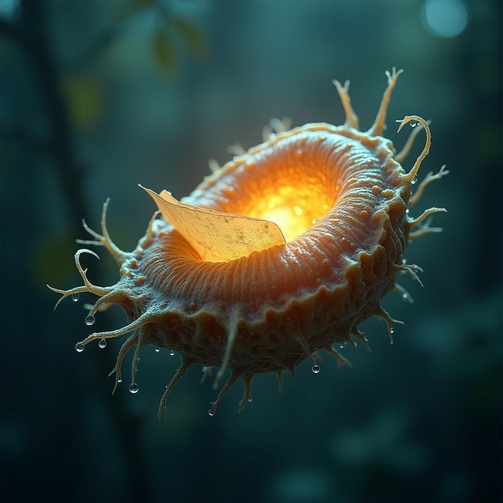 Mitochondria with Documents: Matte Painting Style