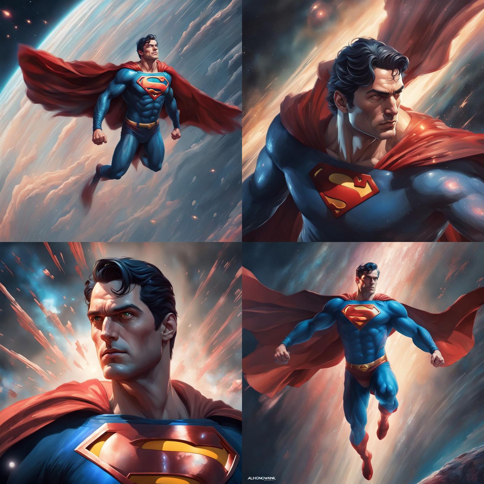 Superman in Space: Detailed Digital Portrait