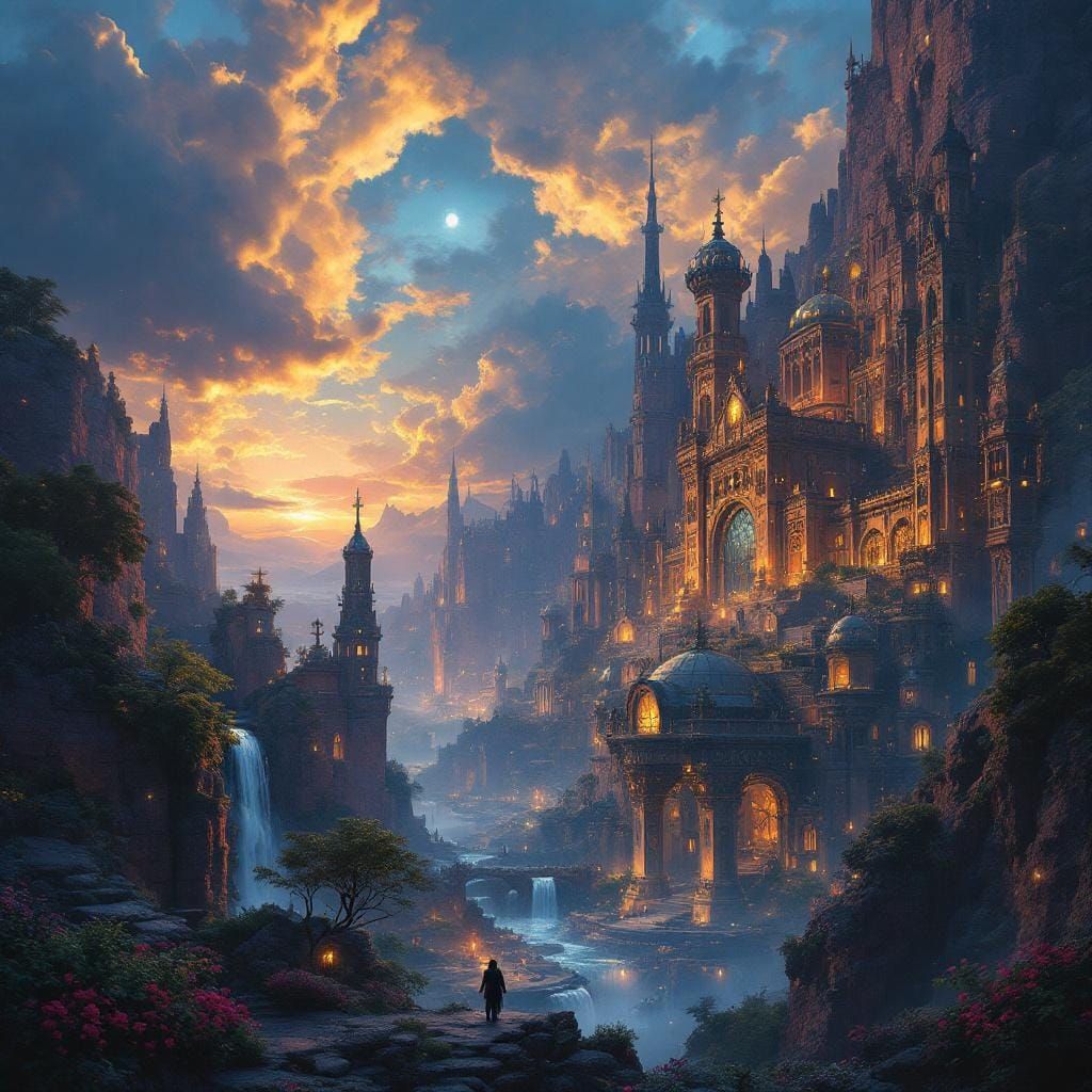 Majestic Landscape with Intricate Architecture