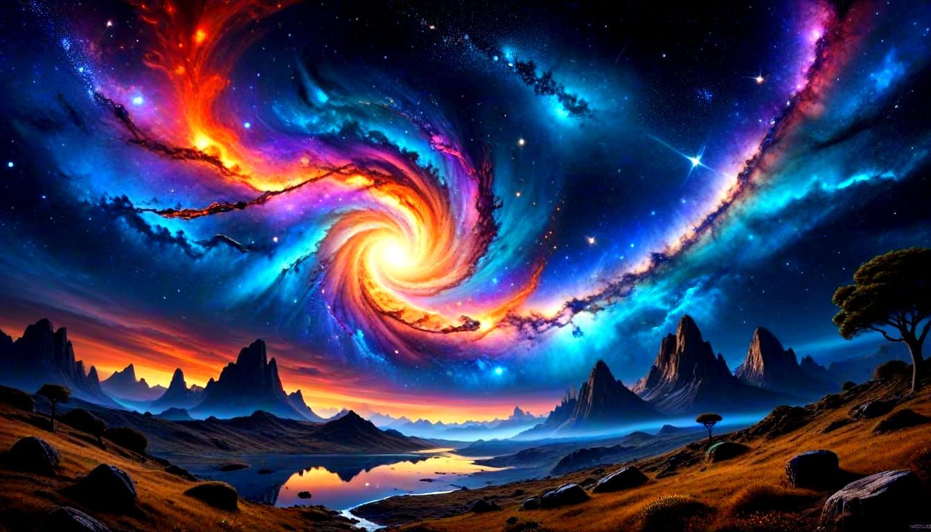 Cosmic Surrealism: Celestial Drama Meets Terrestrial Serenit...