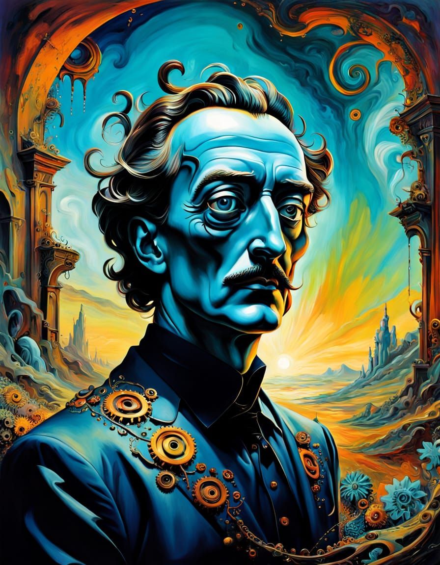 Surreal Oil Painting of a Ghostly Figure in an Overgrown Lan...