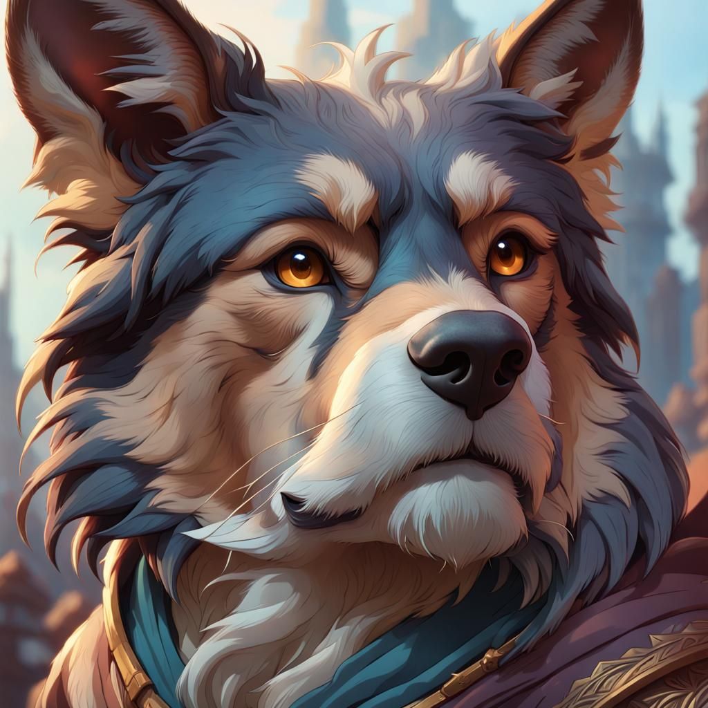 Balto Portrait in Hyperdetailed Digital Art Style