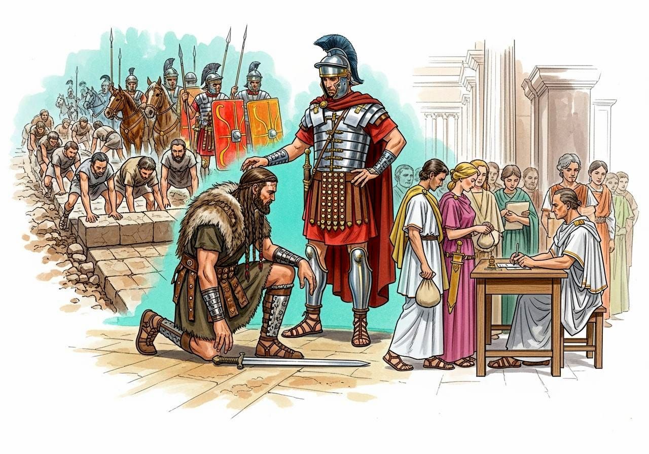 Roman Civilization Montage in Watercolour and Ink