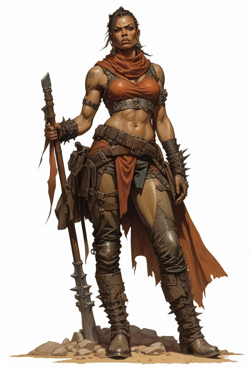 Warlord Woman of the Apocalypse in Cyberpunk Illustration