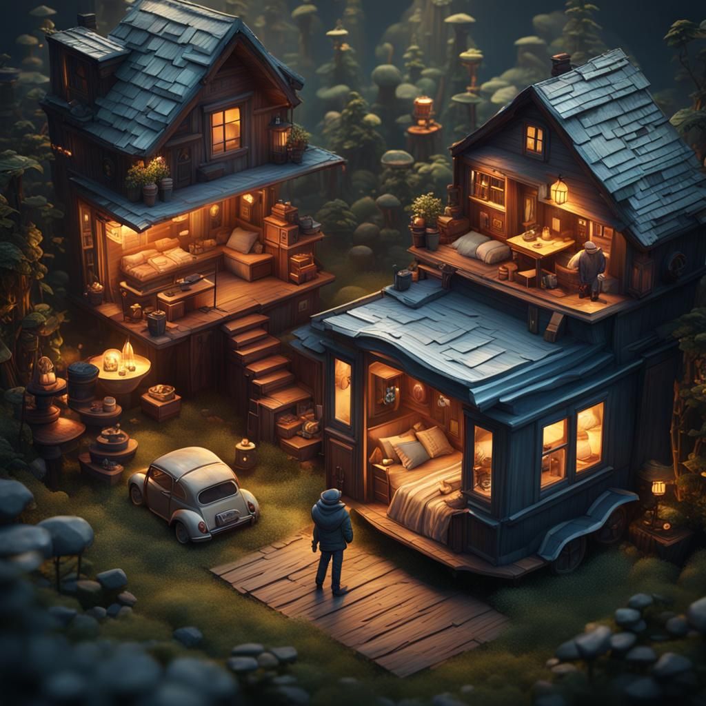 Miniature People Living in a Fantastical World