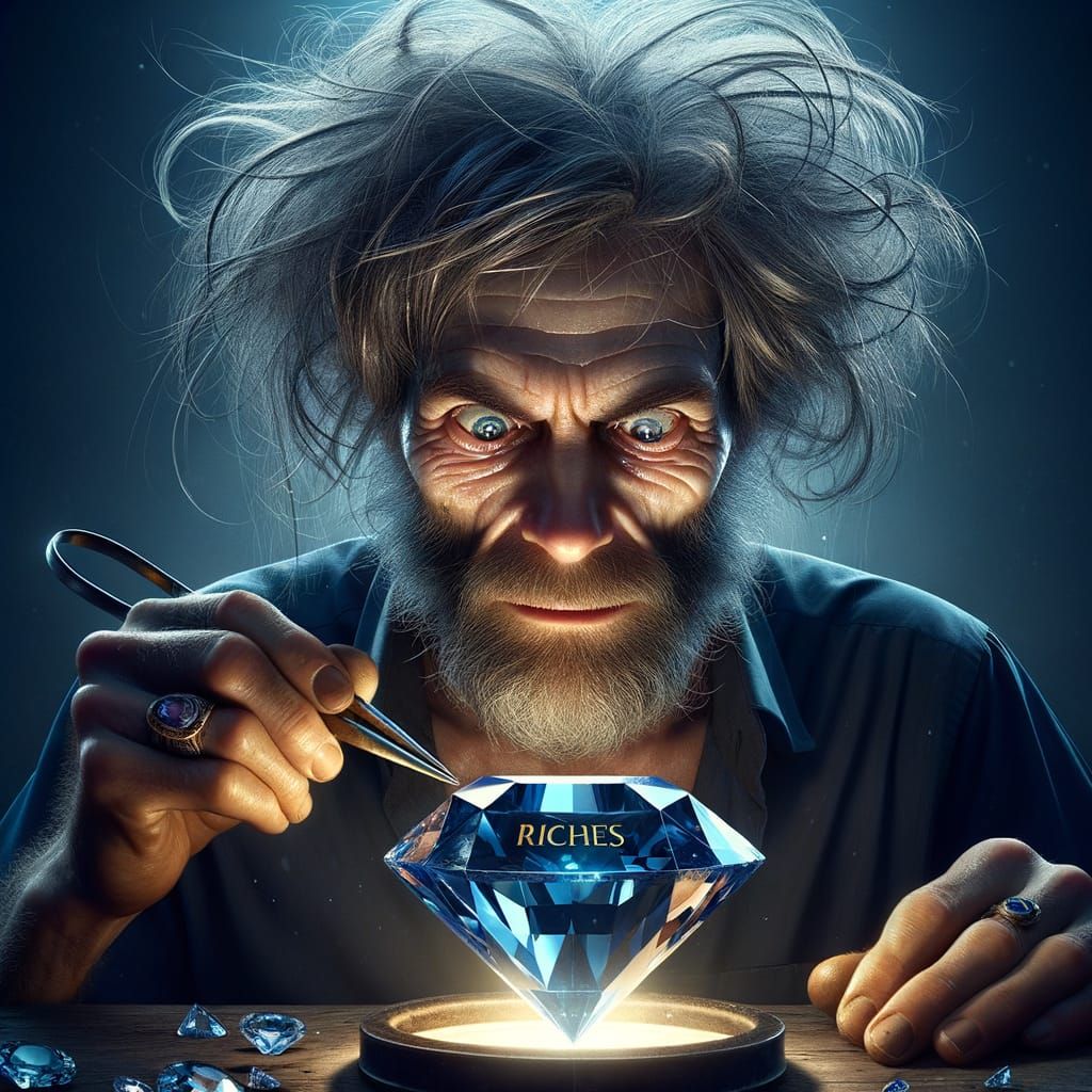 Intense Gemstone Cutter Observing Sapphire Riches