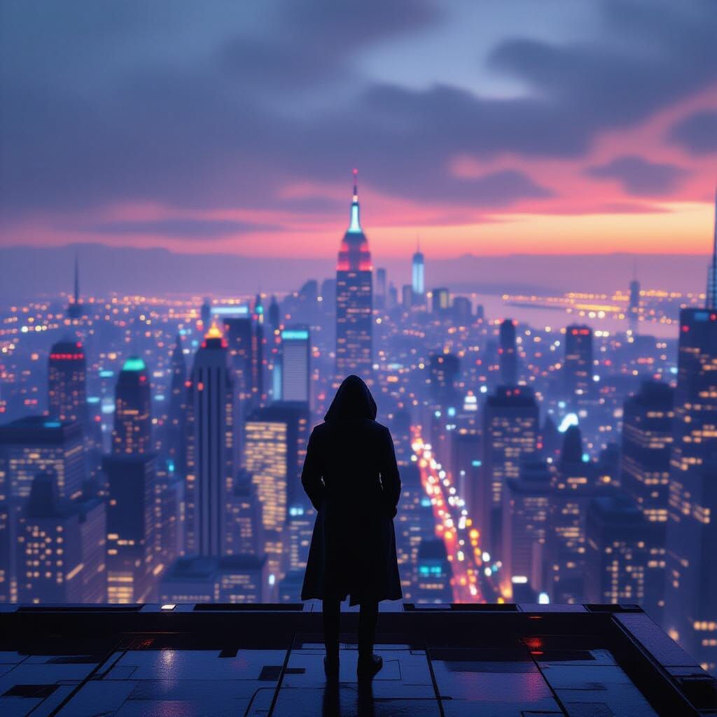 Neon Metropolis at Dusk: Cinematic Realism