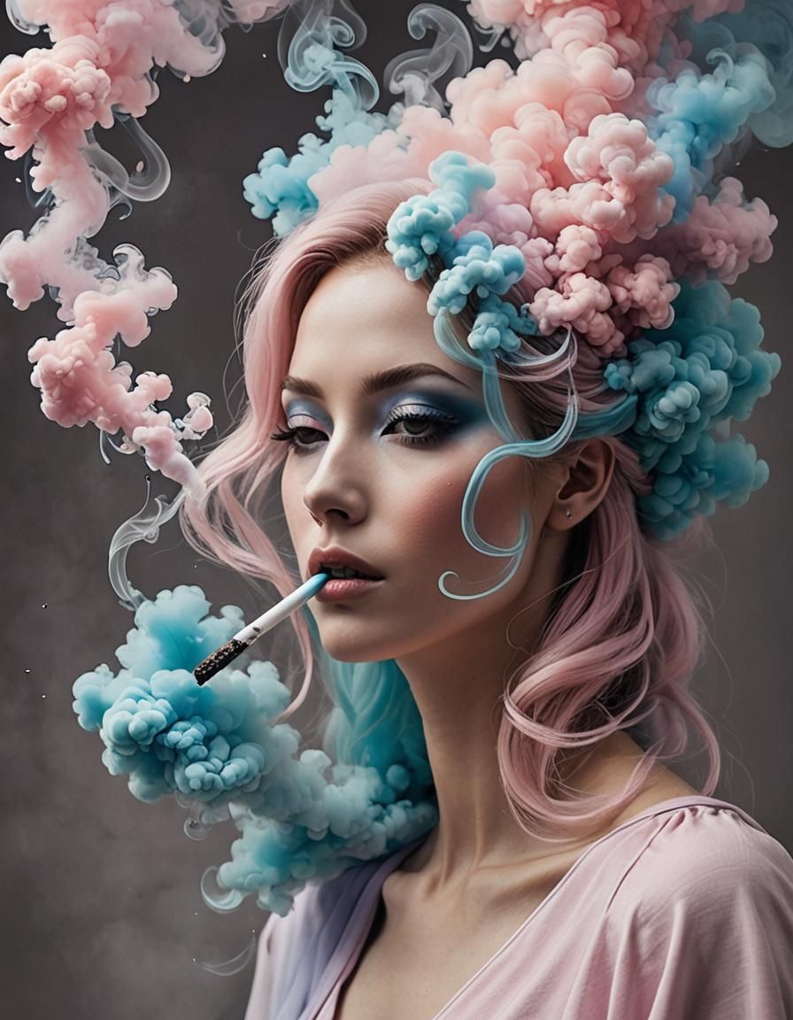 Air Elemental Soaring in Surreal Pastel Drawing