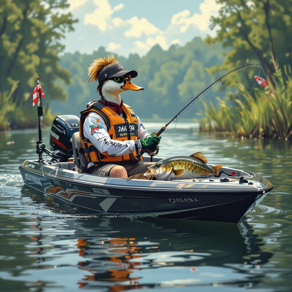 Duck Fishing Bass Boat Tournament Style