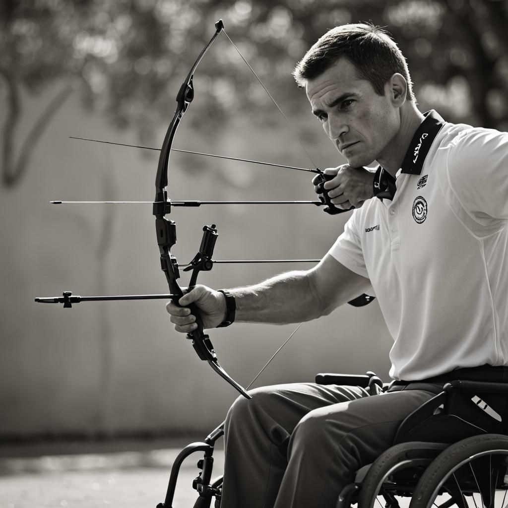 Focused Paralympic Archer: High Contrast Photography