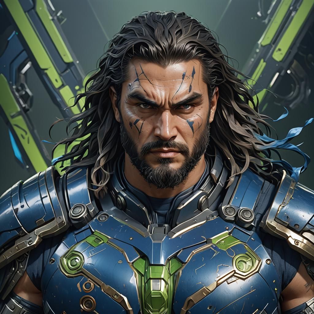 Robotic Jason Mamoa Concept Art Portrait