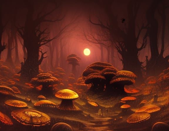 Exotic Alien Landscape with Twin Moons