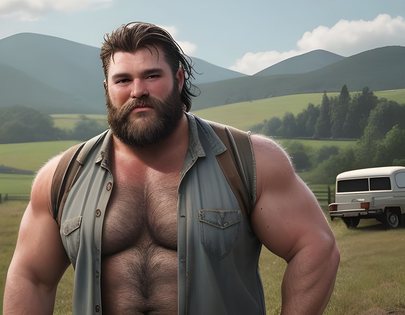 portrait capturing the rugged charm of a mid-rugged 50s coun...